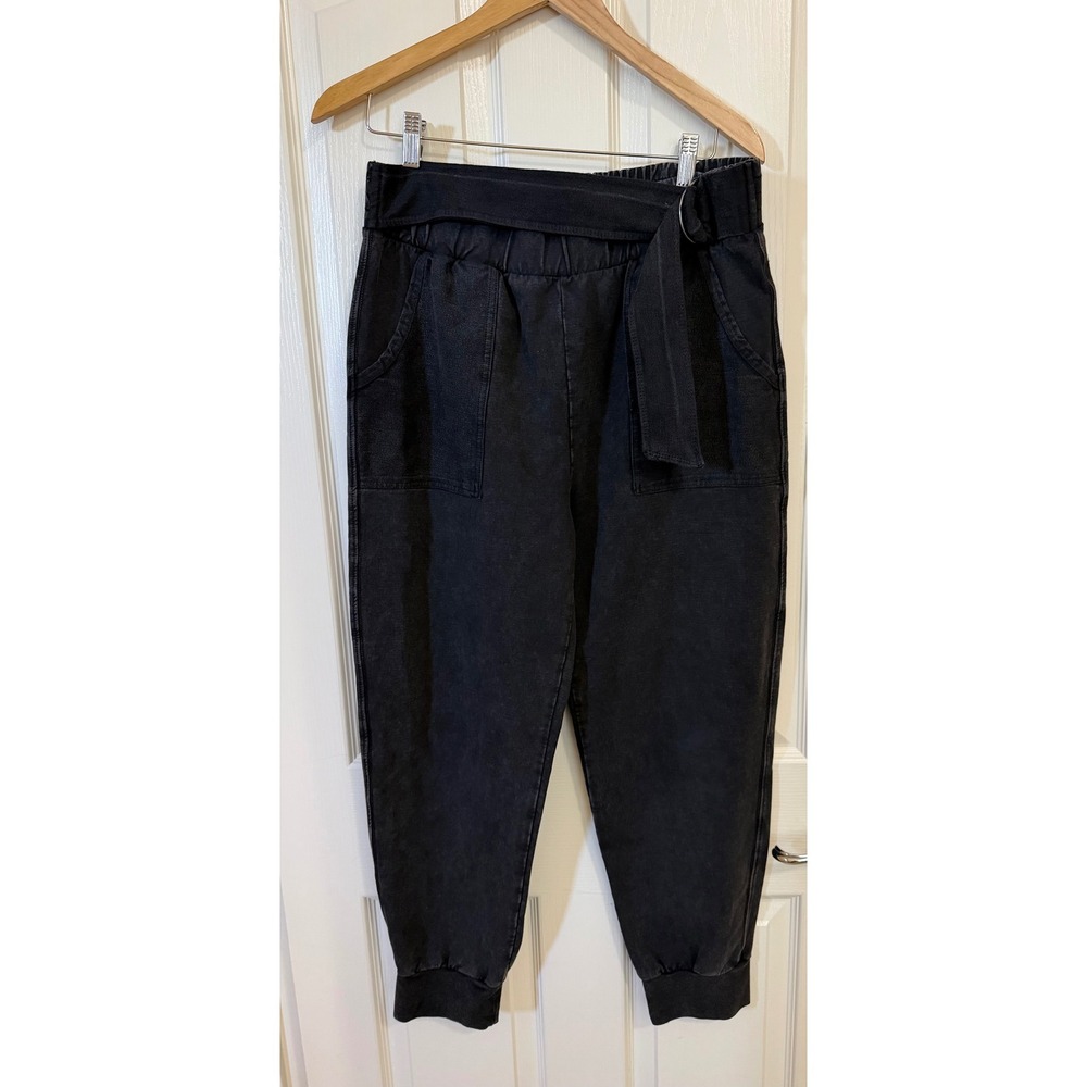 Women's Anthropologie Saturday Sunday Black Belted Joggers Athleisure Utility M.